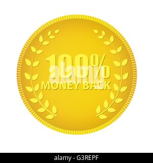 Etichetta oro 100 soldi indietro. Illustrazione Vettoriale Illustrazione Vettoriale