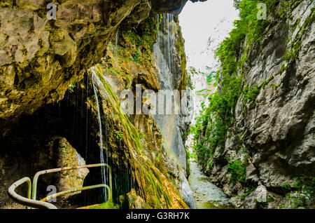 Le cure Trail, Ruta del Cares, è uno dei più popolari di percorsi di treking entro il Picos de Europa Foto Stock