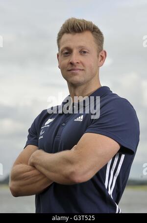 Windsor, Berkshire, Regno Unito. 14 Giugno, 2016. Rob Oliver (Mens KL3). ParalympicsGB annunciare il para-canoa Sprint team per il Rio2016 Paralimpiadi. Dorney Lake. Windsor. Berkshire. Regno Unito. 14/06/2016. Credito: Sport In immagini/Alamy Live News Foto Stock