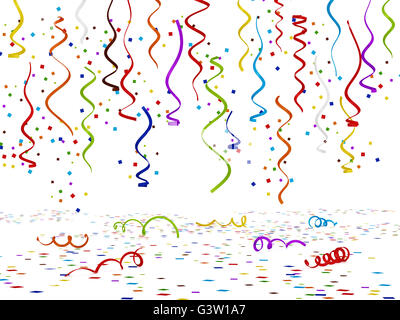 Colorato confettis isolati su sfondo bianco. 3D'illustrazione. Foto Stock