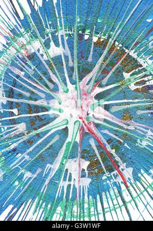 Colorato d'arte moderna contemporanea blob acrilico disegno Jackson Pollock style Foto Stock