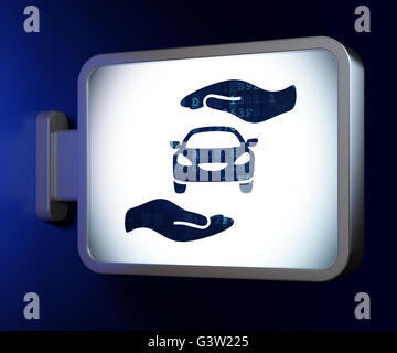 Concetto di assicurazione: Auto e Palm su sfondo tramite Affissioni Foto Stock