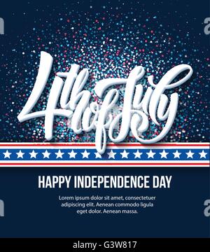 American Independence Day lettering design. Un modello di sfondo per biglietti di auguri, poster, volantini e brochure. Illustrazione Vettoriale Illustrazione Vettoriale