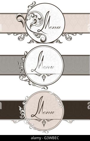 Impostare vintage nastri ornamentali Illustrazione Vettoriale