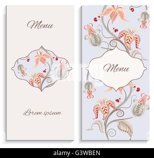 Colore vintage floreale menu ornamento Illustrazione Vettoriale