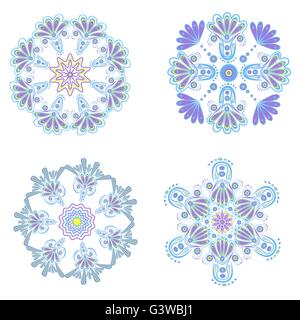 Impostare circolare ornamenti floreali patterns Illustrazione Vettoriale