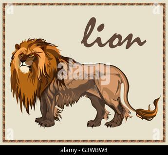Bestia Lion isolato Illustrazione Vettoriale