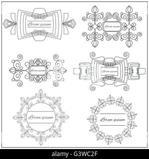 Impostare i loghi ornamento eleganti linee su sfondo bianco Illustrazione Vettoriale