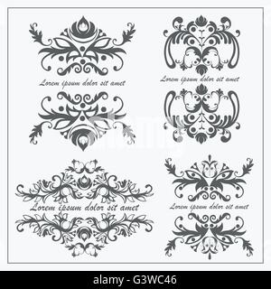 Impostare i loghi ornamento barocco Illustrazione Vettoriale