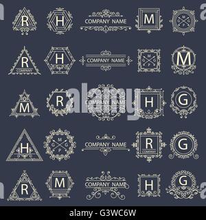 Impostare monogram loghi aziendali, segno aziendale Illustrazione Vettoriale