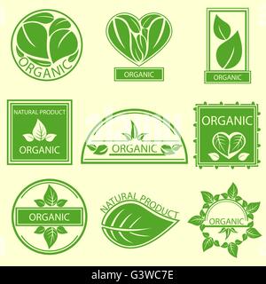 Organici emblemi naturale prodotti, etichette, logo Illustrazione Vettoriale