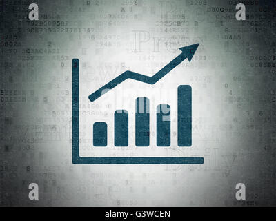 News concept: crescita grafico su dati digitali sullo sfondo della carta Foto Stock