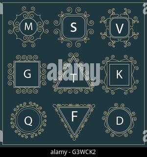 Impostare società ornamentali loghi, segno Illustrazione Vettoriale