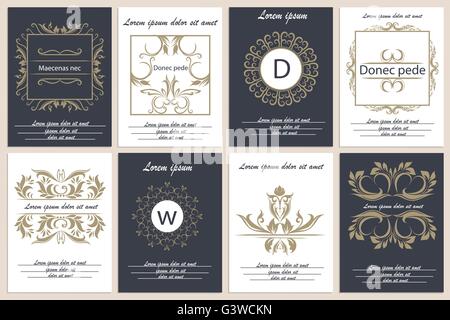 Impostare i modelli di volantini con ornamenti floreali Illustrazione Vettoriale