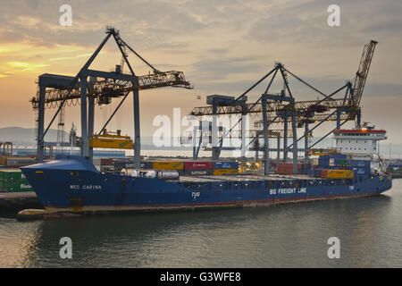 Porto di Belfast contenitore docks Foto Stock