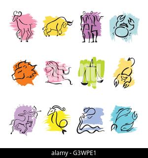 Oroscopo zodiaco star segni, set di vettore. Illustrazione Vettoriale