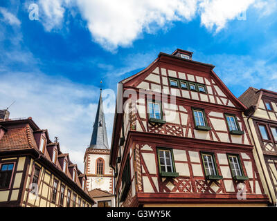 Lohr am Main - row case storiche nella città vecchia - Germania Foto Stock