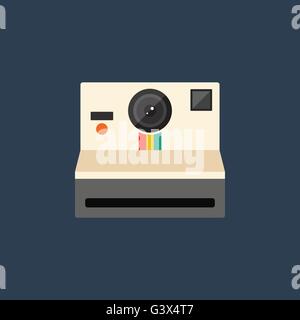 Telecamera retro vintage icona di stile design piatto illustrazione vettoriale Illustrazione Vettoriale