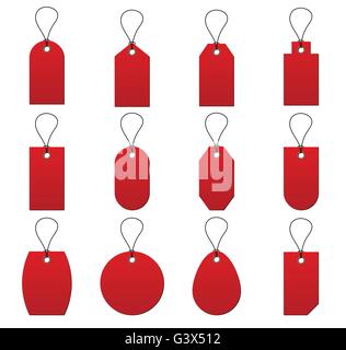 Raccolta di rosso prezzo di etichetta su sfondo bianco Illustrazione Vettoriale