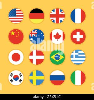 Bandiera del mondo piatto di raccolta icona Immagine e Vettoriale - Alamy
