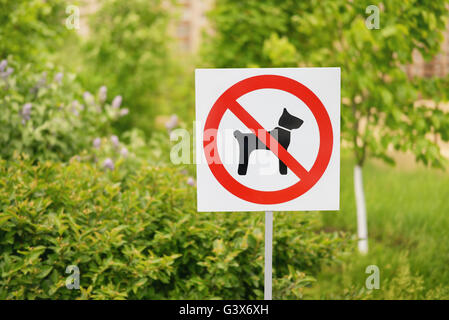 Non sono ammessi cani segno nel parco Foto Stock