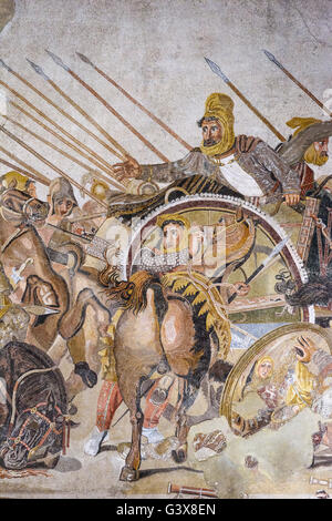 Napoli. L'Italia. Alexander mosaico, (ca. 120 BC), dettaglio di Dario III re di Persia. Museo Archeologico Nazionale di Napoli. Foto Stock