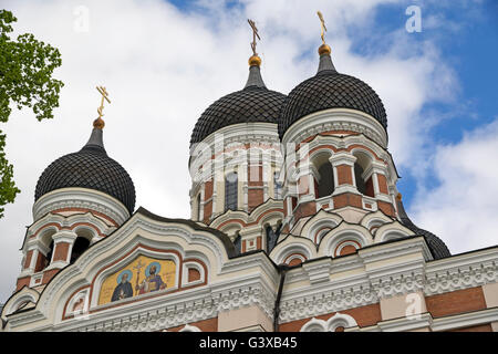 La cinque-cupola Cattedrale Alexander Nevsky nella capitale estone di Tallinn Foto Stock