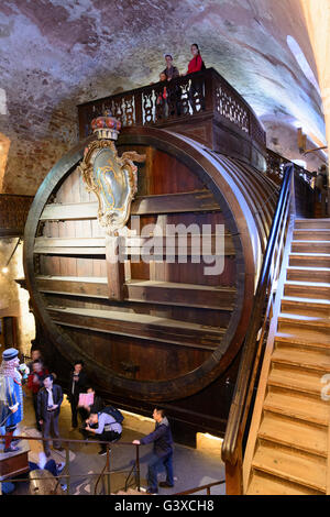 Castello : grande camera con i turisti, Germania, Baden-Württemberg, Kurpfalz, Heidelberg Foto Stock