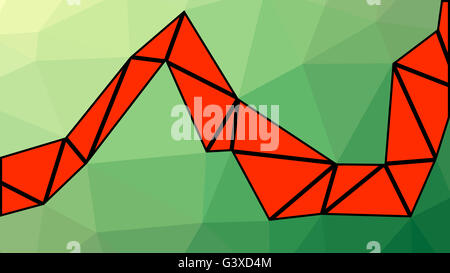 Abstract verde e rosso lowploly gradiente di tanti triangoli sfondo per utilizzare nel design Foto Stock