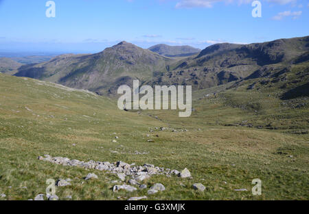 La Wainwright Pike di Blisco e grande Knott dalle bande Sentiero nel Parco Nazionale del Distretto dei Laghi, Cumbria, Regno Unito Foto Stock