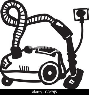 Aspirapolvere Doodle Icona con separate dello strato di riempimento Illustrazione Vettoriale