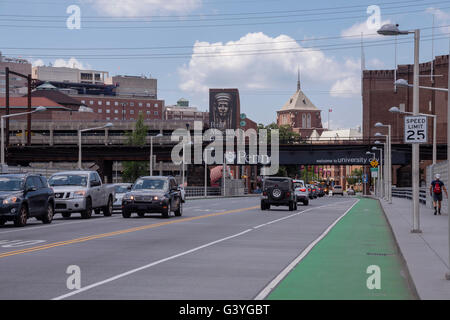 Vista sulla città universitaria , University of Pennsylvania, Philadelphia, PA, Stati Uniti d'America Foto Stock
