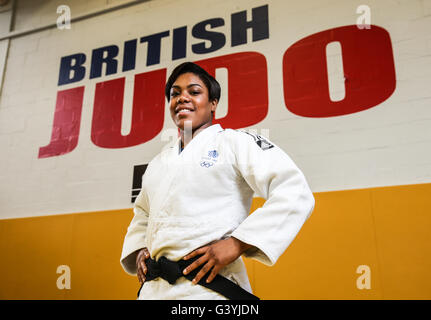 Nekoda Smythe-Davis durante l annuncio del team presso il British Judo centro di eccellenza, Walsall. Foto Stock