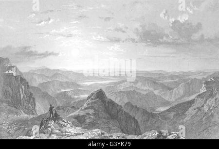 CUMBRIA: vista dal Langdale Pikes, guardando a sud-est, Westmorland (Allom) 1832 Foto Stock