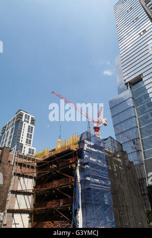 Hudson grattacielo di cantieri di costruzione, NYC, STATI UNITI D'AMERICA Foto Stock