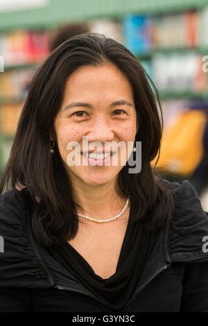 Angela Duckworth: Psicologo americano. Vincitore 2013 MacArthur Fellowship. Autore del libro "Grit: la potenza della passione e perseveranza' all'Hay Festival della letteratura e delle arti, Wales UK Maggio 2016 Foto Stock