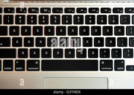 Una tastiera di X tasti su una tastiera MacBook Pro. Foto Stock