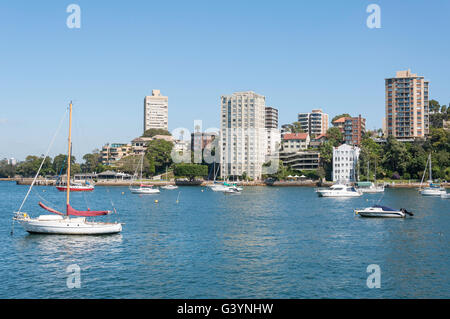 Lavender Bay da Milsons Point, il porto di Sydney, Sydney, Nuovo Galles del Sud, Australia Foto Stock