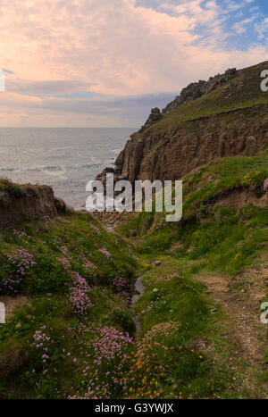 Il molto puro e robusto porth loe spiaggia vicino a testa gwennap Cornovaglia Foto Stock