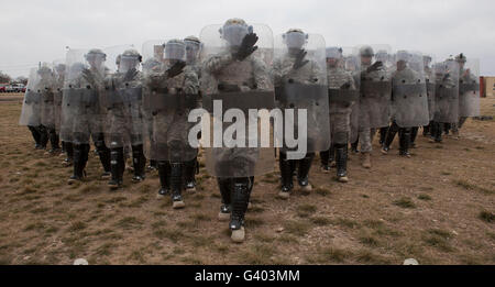 Antisommossa formazioni a Fort Hood, Texas. Foto Stock