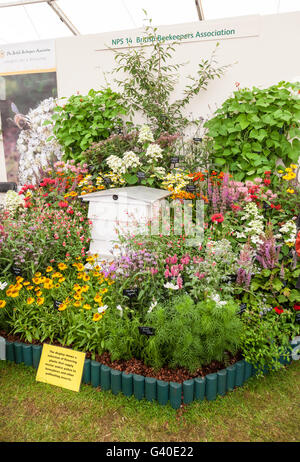 Il British apicoltori associazione display stand ad RHS Tatton Park flower show Cheshire England Regno Unito Foto Stock