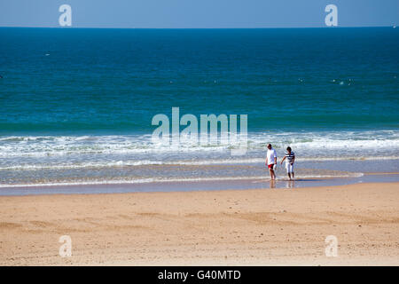 Spiaggia, Playa de Costilla vicino a Rota, Costa de la Luz, Andalusia, Spagna, Europa Foto Stock