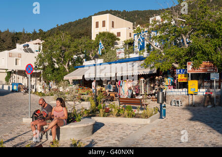 Town Square in borgo collinare della zia, Kos (Cos), del Dodecaneso, Egeo Meridionale Regione, Grecia Foto Stock