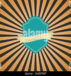 Retro Vintage il badge con brown sunray sfondo, vettore di stock Illustrazione Vettoriale