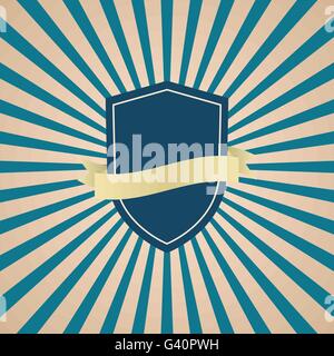 Retro Vintage il badge con blue sunray sfondo, vettore di stock Illustrazione Vettoriale