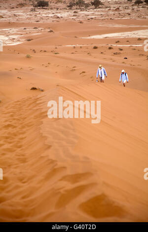 Gli alpinisti su Daddy grande duna a Sossusvlei - Namibia Foto Stock