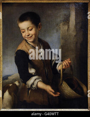 Bartolome Esteban Murillo (1617-1682). Lo spagnolo pittore barocco. Ragazzo con un cane, 1655-1660. Lo stato Museo Hermitage. San Pietroburgo. La Russia. Foto Stock