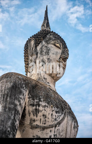 Close up della statua del Buddha in Sukothai parco storico, Wat Mahatat, Thailandia Foto Stock