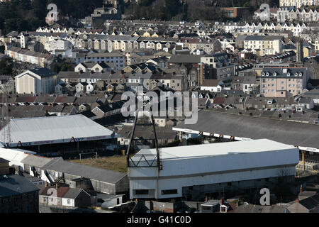 Una vista generale del sito della ex casa di Swansea City Football Club, il campo di attacco. Utilizzato dal club dal 1912 al 2005 quando il club si trasferì all'attuale Liberty Stadium. Lo stadio è in disuso Foto Stock