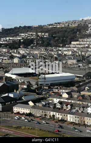 Una vista generale del sito della ex casa di Swansea City Football Club, il campo di attacco. Utilizzato dal club dal 1912 al 2005 quando il club si trasferì all'attuale Liberty Stadium. Lo stadio è in disuso Foto Stock